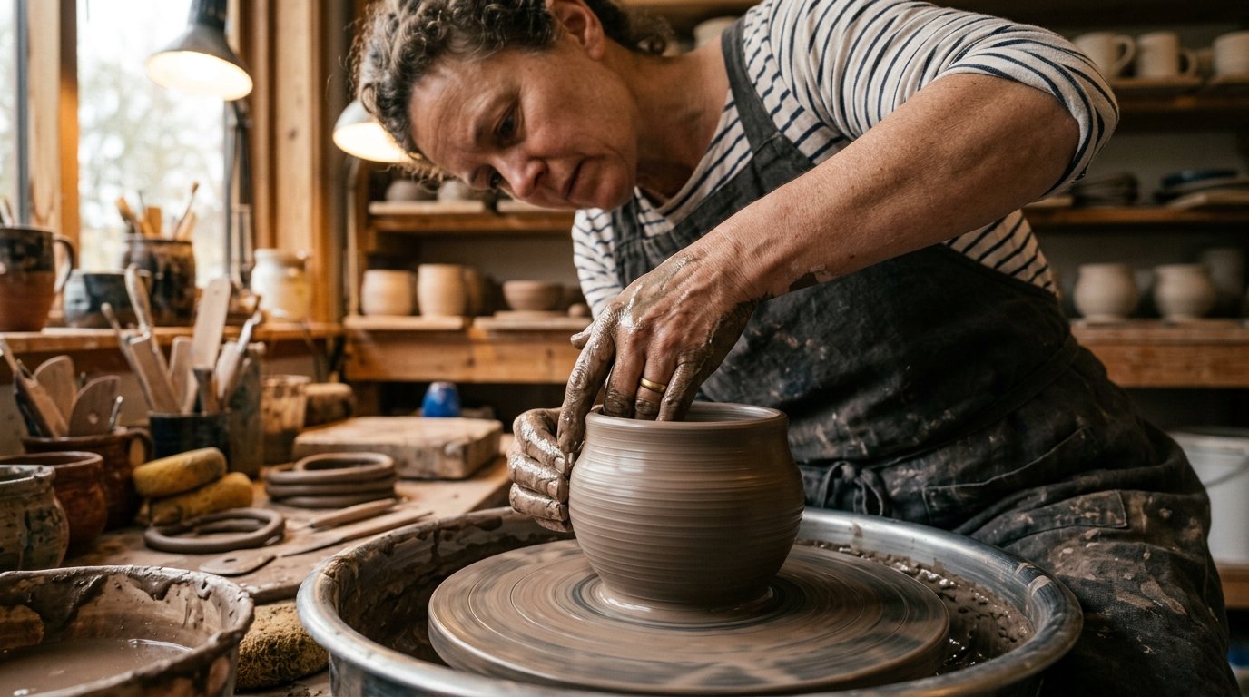 Potter at the wheel